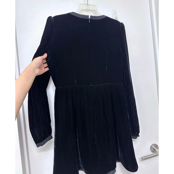 Saloni Camille Rainbow Crystal Bow Liquid Velvet Mini Dress Black US 10 - Picture 10 of 16